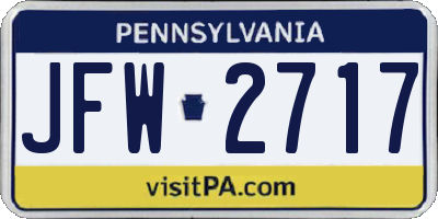 PA license plate JFW2717