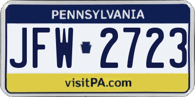 PA license plate JFW2723