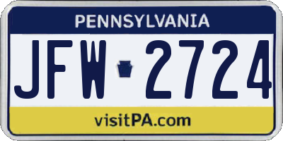 PA license plate JFW2724