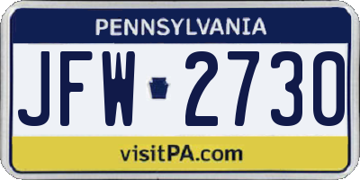 PA license plate JFW2730