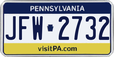 PA license plate JFW2732