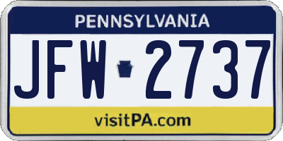 PA license plate JFW2737
