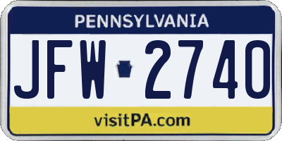PA license plate JFW2740