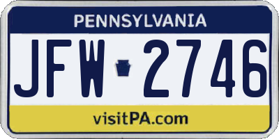 PA license plate JFW2746