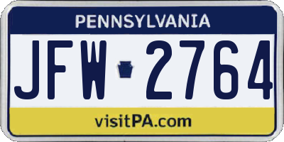 PA license plate JFW2764