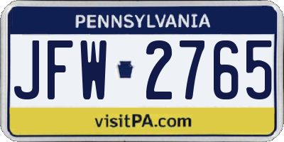PA license plate JFW2765