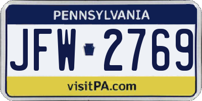 PA license plate JFW2769