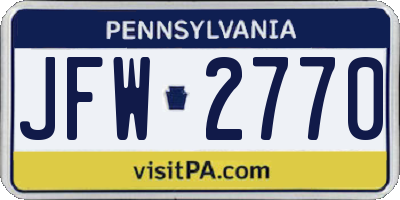PA license plate JFW2770