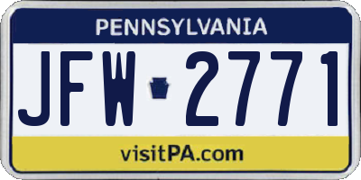 PA license plate JFW2771