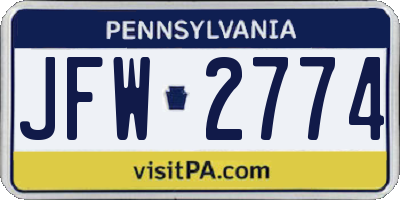 PA license plate JFW2774