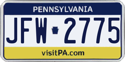 PA license plate JFW2775