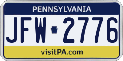 PA license plate JFW2776