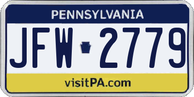 PA license plate JFW2779