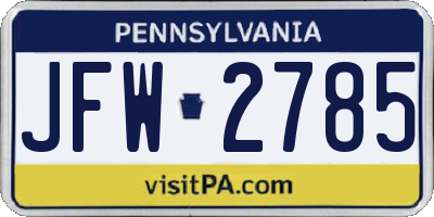 PA license plate JFW2785