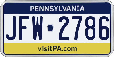 PA license plate JFW2786