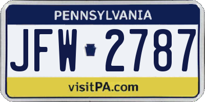 PA license plate JFW2787