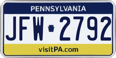 PA license plate JFW2792