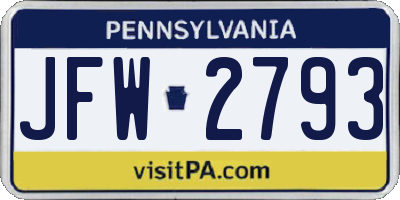 PA license plate JFW2793