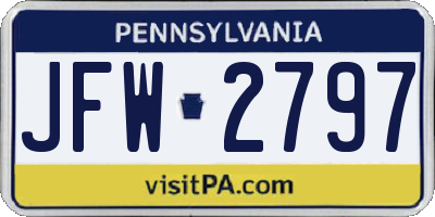 PA license plate JFW2797
