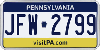 PA license plate JFW2799