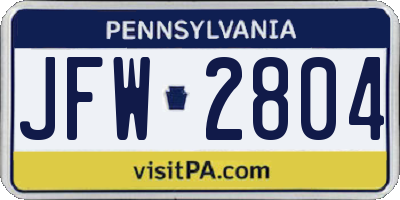 PA license plate JFW2804