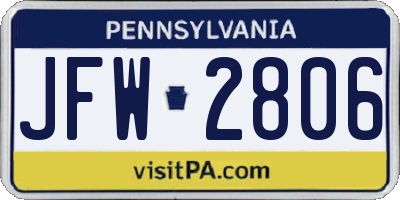 PA license plate JFW2806