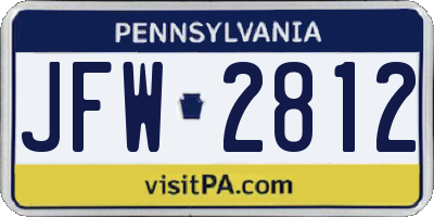 PA license plate JFW2812