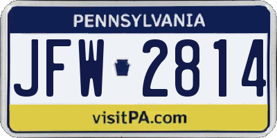 PA license plate JFW2814