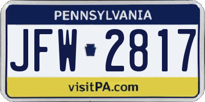 PA license plate JFW2817