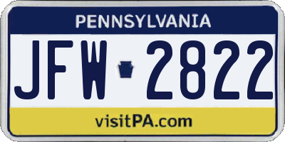 PA license plate JFW2822