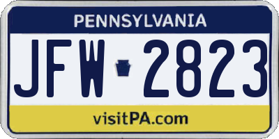 PA license plate JFW2823
