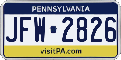 PA license plate JFW2826