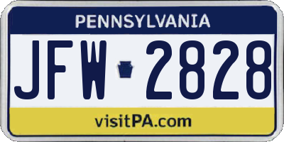 PA license plate JFW2828