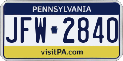 PA license plate JFW2840