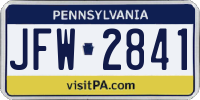 PA license plate JFW2841