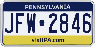 PA license plate JFW2846