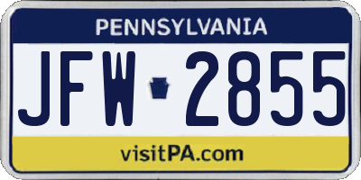 PA license plate JFW2855