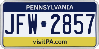 PA license plate JFW2857