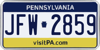 PA license plate JFW2859