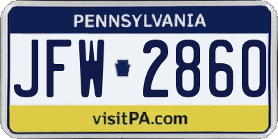 PA license plate JFW2860