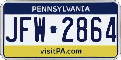 PA license plate JFW2864