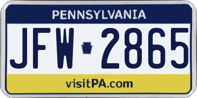 PA license plate JFW2865