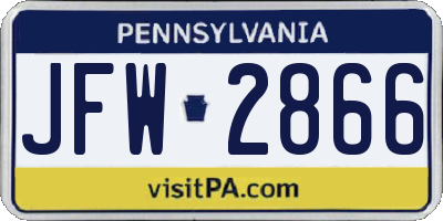 PA license plate JFW2866