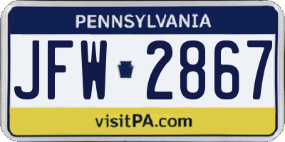 PA license plate JFW2867