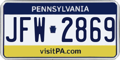 PA license plate JFW2869