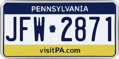 PA license plate JFW2871