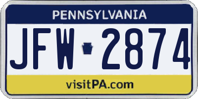 PA license plate JFW2874
