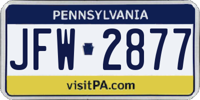 PA license plate JFW2877