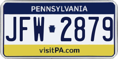 PA license plate JFW2879