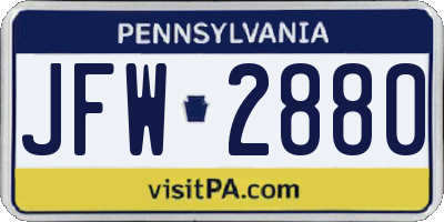 PA license plate JFW2880